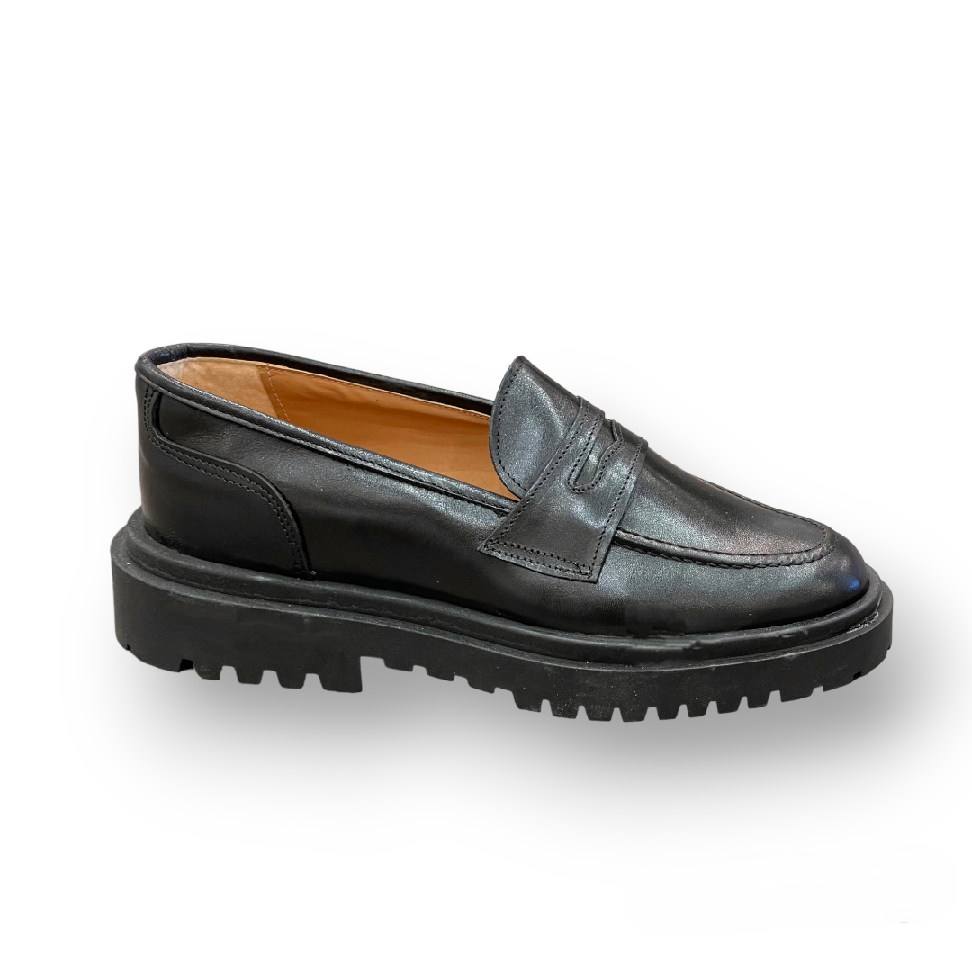 SODA - real leather college moccasin - black