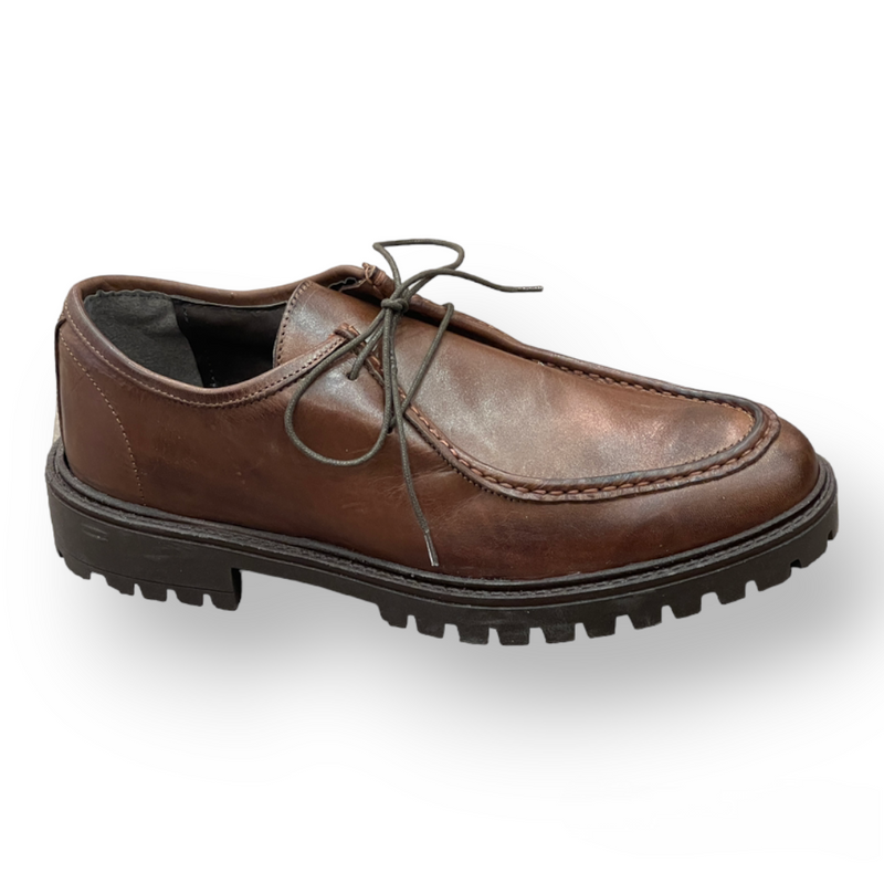 SODA - real leather engineer lace-up shoes - brown