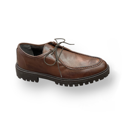 SODA - real leather engineer lace-up shoes - brown