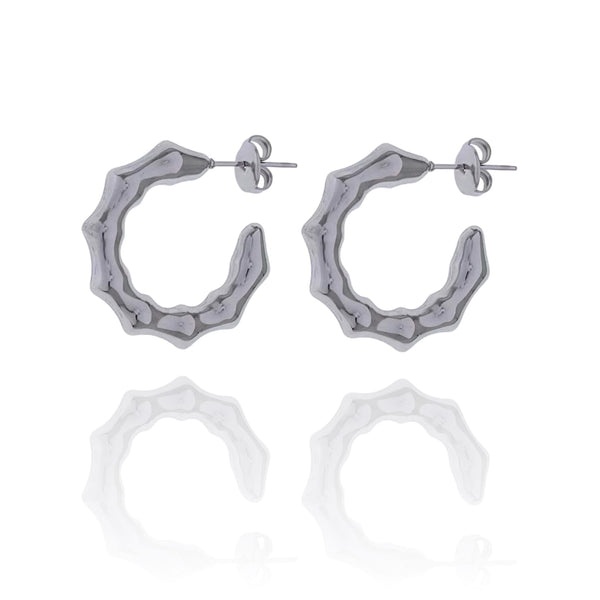 SODABIJOUX - Bamboo Steel Earrings - Silver