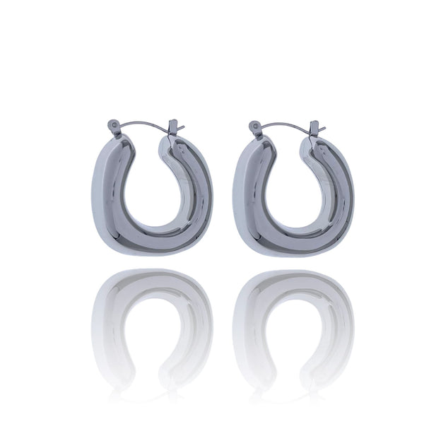 SODABIJOUX - U-shaped steel earrings - silver