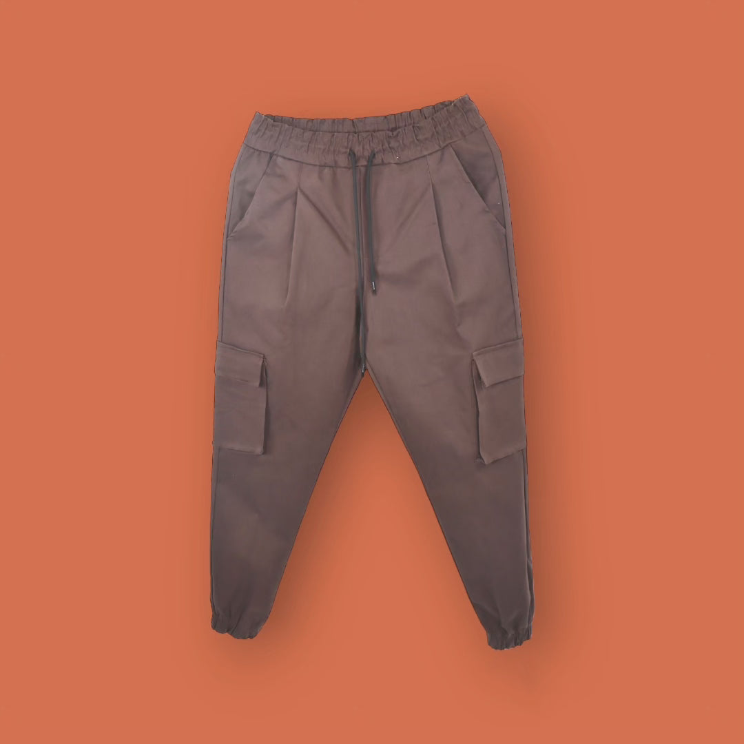 SODA - cargo trousers with pleats - coffee