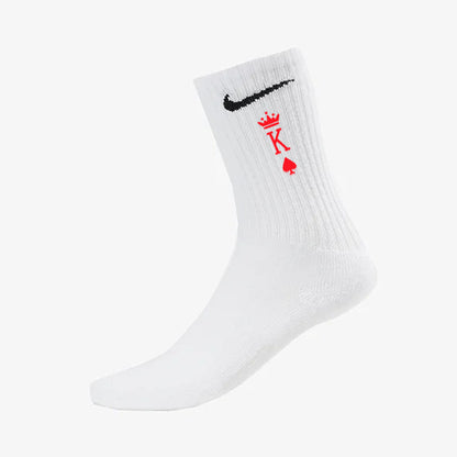 NIKE - Calzino costumizzati con ricamo King Bianco + box regalo san valentino