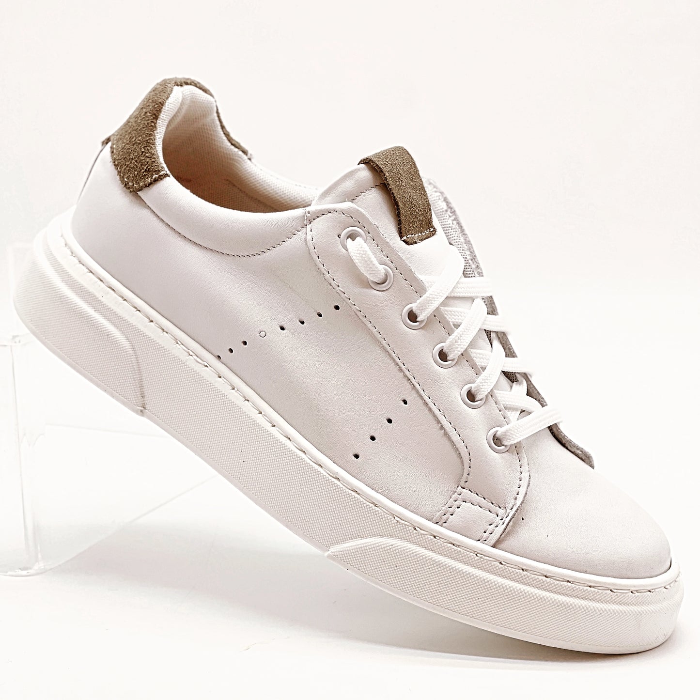 SODA - Sneakers vera pelle - bianco e taupe