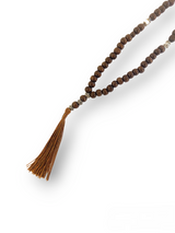 SODA - collana mala tibetano legno - marrone e agata del Botswana