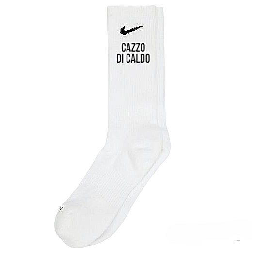 NIKE - Calzini customizzati con ricamo CAZZO DI CALDO bianco