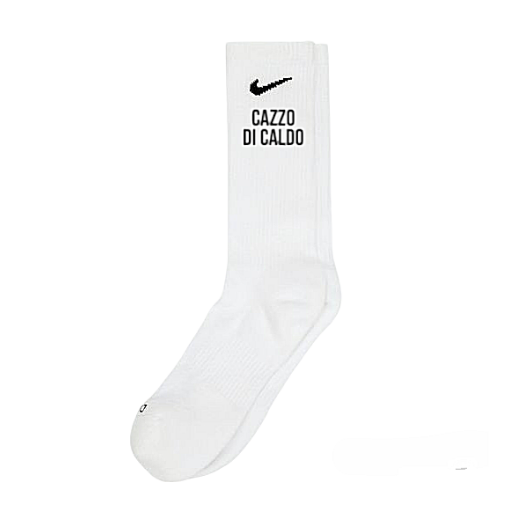 NIKE - Calzini customizzati con ricamo CAZZO DI CALDO bianco