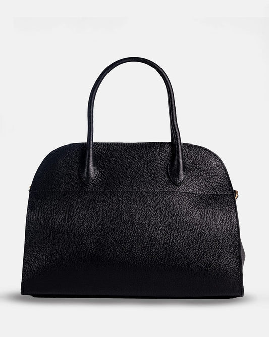 Borsa a mano Titti con tracolla in vera pelle pure grain - nero