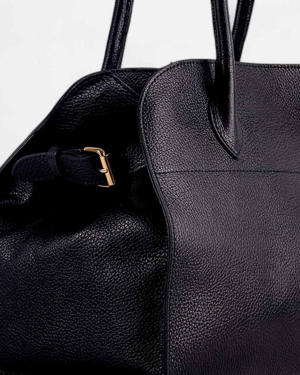 Borsa a mano Titti con tracolla in vera pelle pure grain - nero