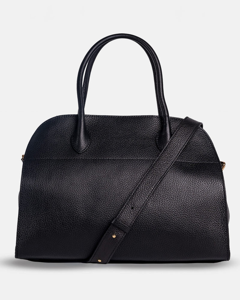 Borsa a mano Titti con tracolla in vera pelle pure grain - nero