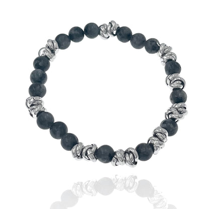 Soda - 8 mm hard stone and steel stretch bracelet