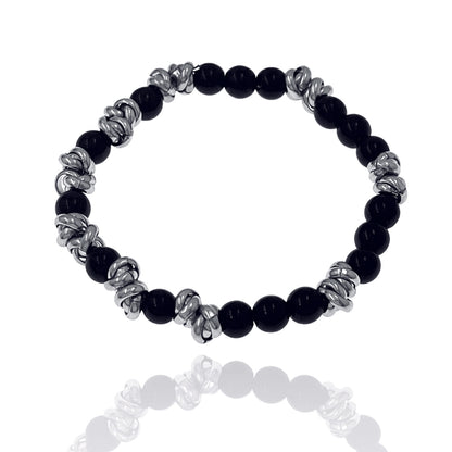 Soda - 8 mm hard stone and steel stretch bracelet