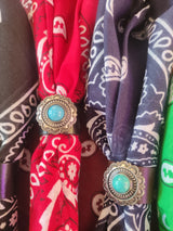 SODA - Boro scarf - Bandana scarf with zamak ring and semi-precious stones