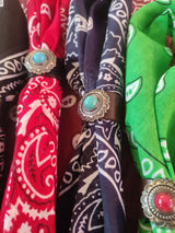 SODA - Boro scarf - Bandana scarf with zamak ring and semi-precious stones