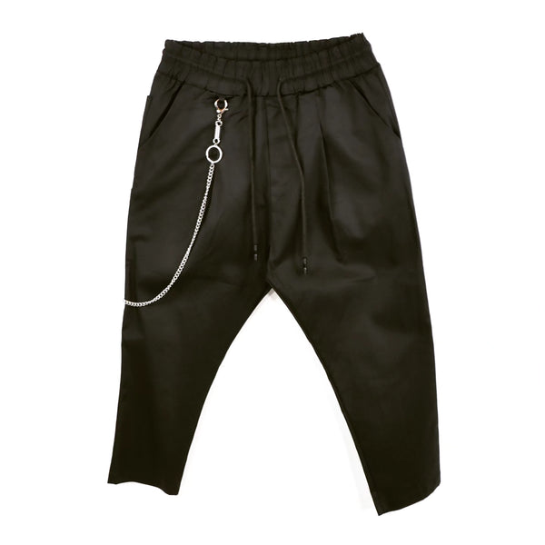 LIBERTY - pantalone pinces e catena - nero