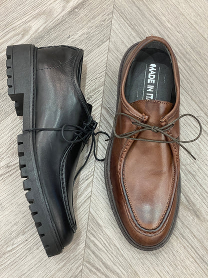 SODA - real leather engineer lace-up shoes - brown