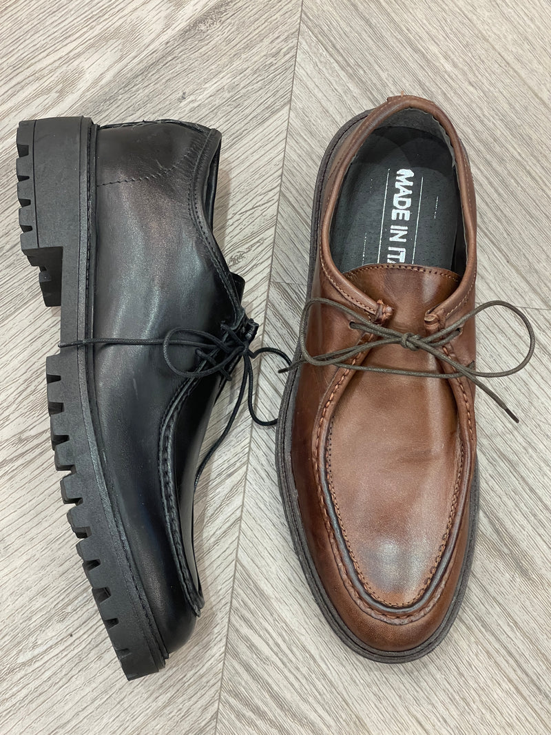 SODA - real leather engineer lace-up shoes - black