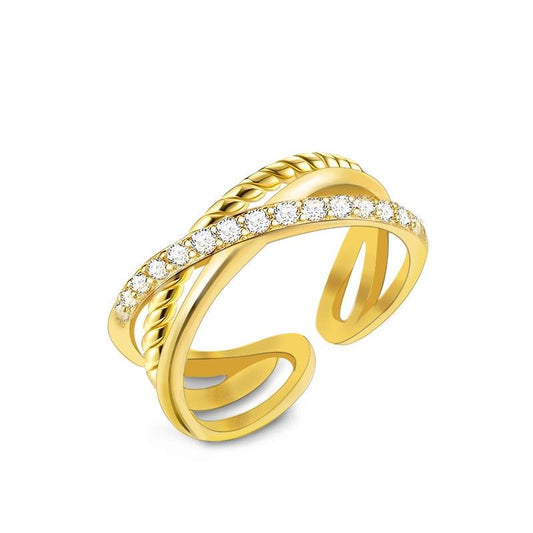 SODABIJOUX - Anello regolabile 3 fili con zirconi