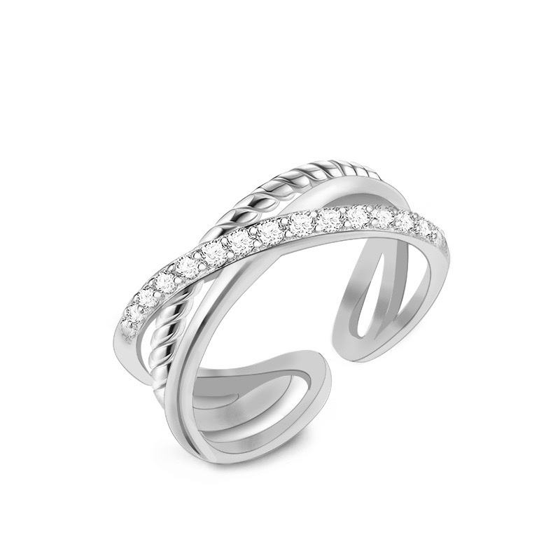 SODABIJOUX - Anello regolabile 3 fili con zirconi