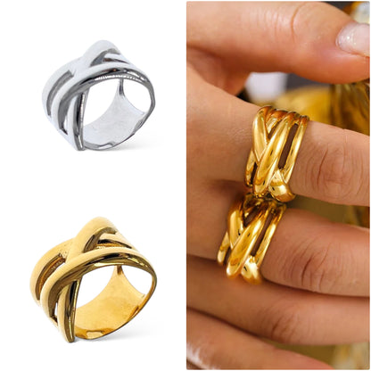 SODABIJOUX - Anello regolabile fascia intrecciata