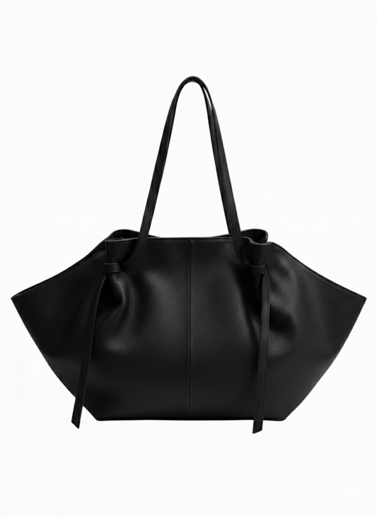Borsa a spalla in vera pelle - nera