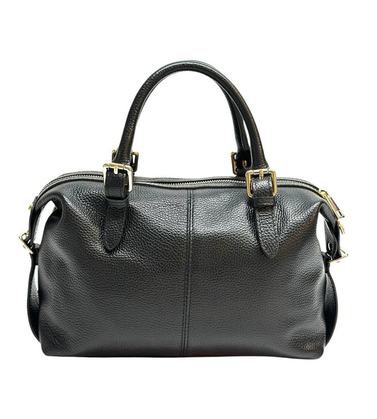 Borsa bauletto vera pelle - nera