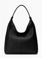 Borsa sacca a spalla con zip vera pelle - nera