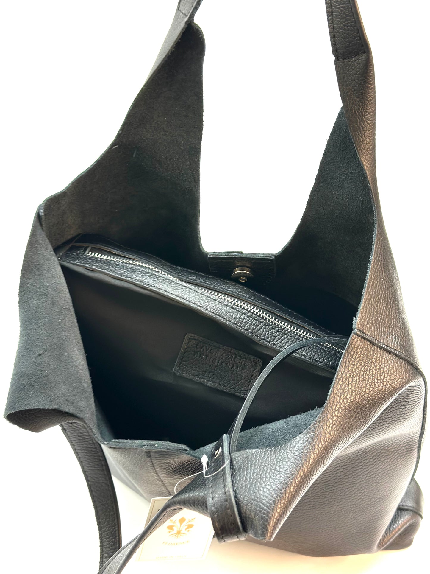 Borsa shopper a spalla vera pelle - beige