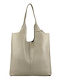 Borsa shopper a spalla vera pelle - beige