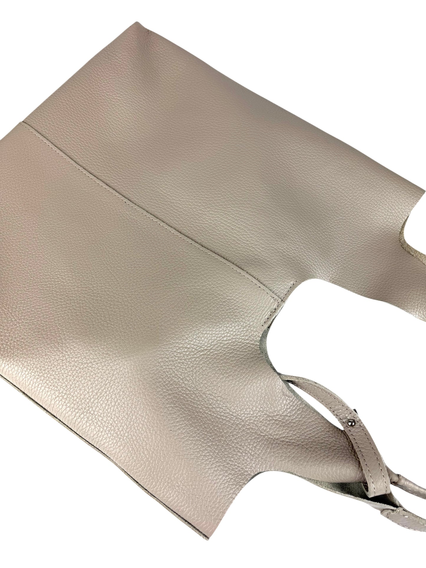 Borsa shopper a spalla vera pelle - beige