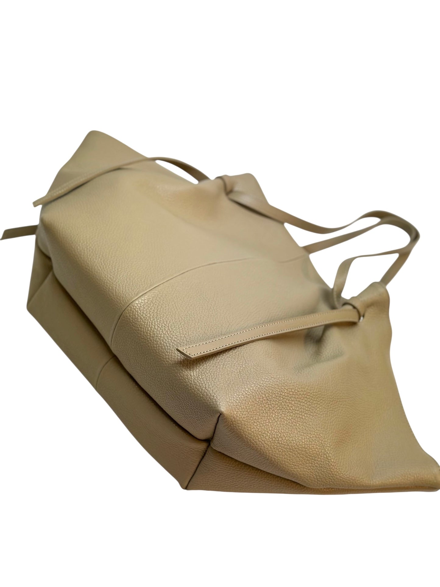 Borsa a spalla in vera pelle- beige