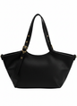 Borsa maxi shopper a spalla e tracolla vera pelle - nera