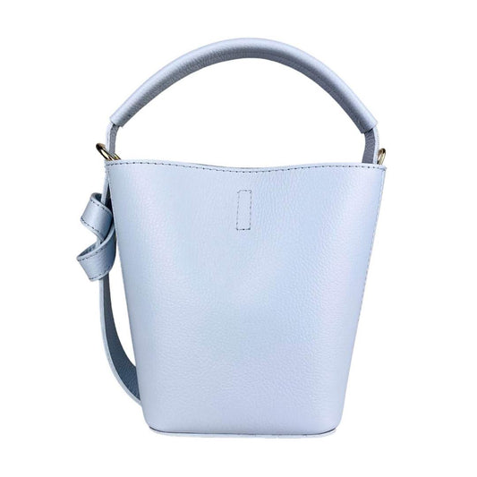 Borsa a secchiello vera pelle con tracolla -azzurro
