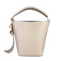 Borsa a secchiello vera pelle con tracolla -beige