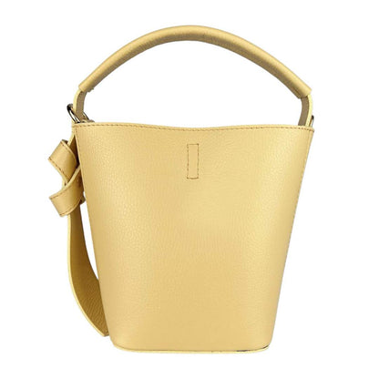 Borsa a secchiello vera pelle con tracolla -giallo