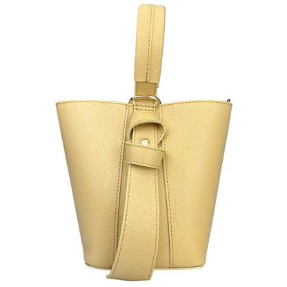 Borsa a secchiello vera pelle con tracolla -giallo