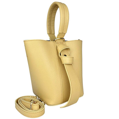 Borsa a secchiello vera pelle con tracolla -giallo