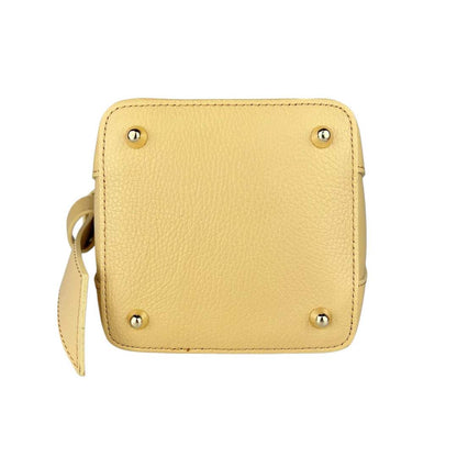 Borsa a secchiello vera pelle con tracolla -giallo