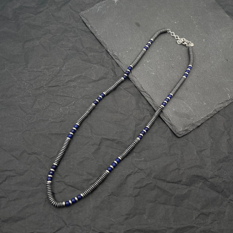 Soda - Men's necklace with semi-precious stones and 6 mm ionite disks