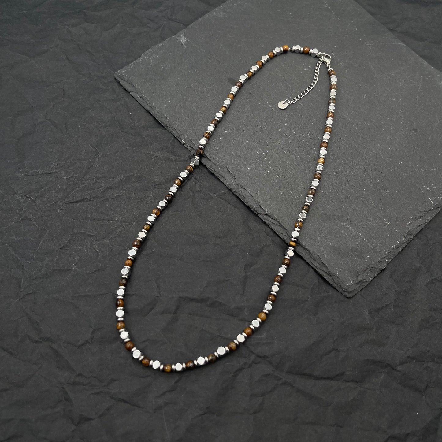 Soda - Men's necklace with hard stones and steel 6 mm