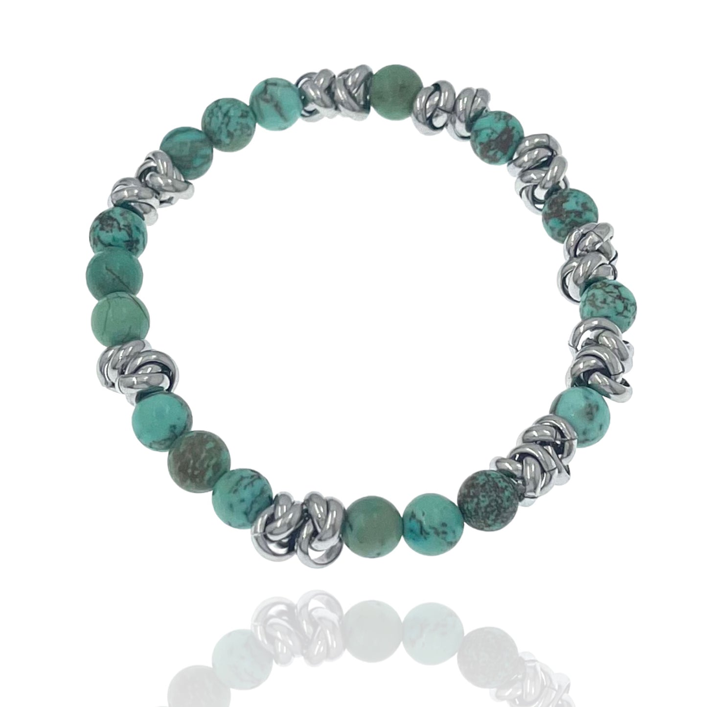 Soda - 8 mm hard stone and steel stretch bracelet