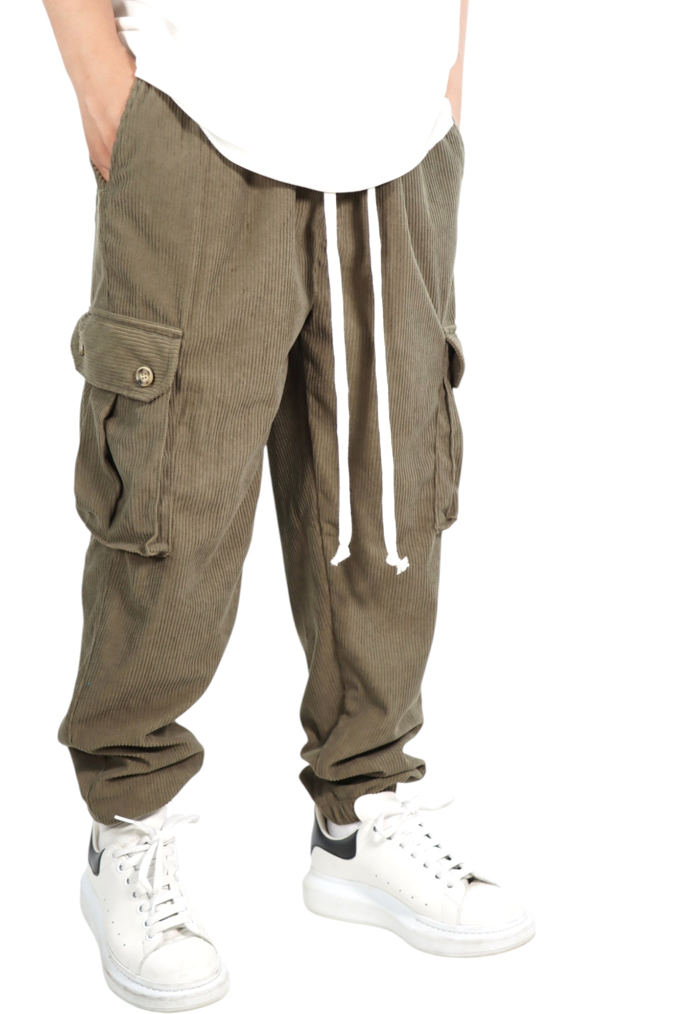 Cargo pants velluto regular fit - verde