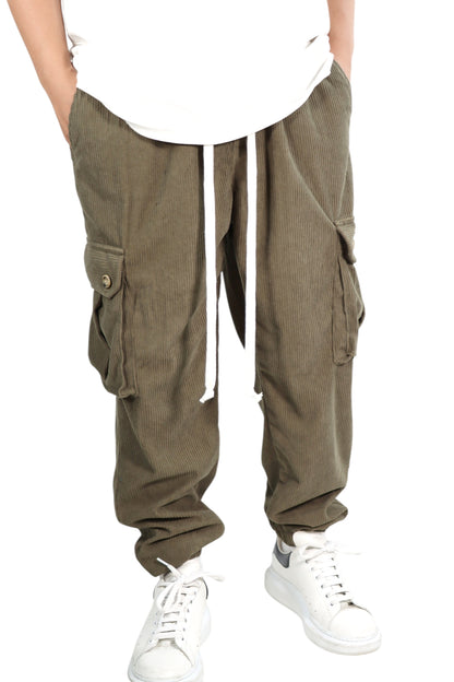 Cargo pants velluto regular fit - verde