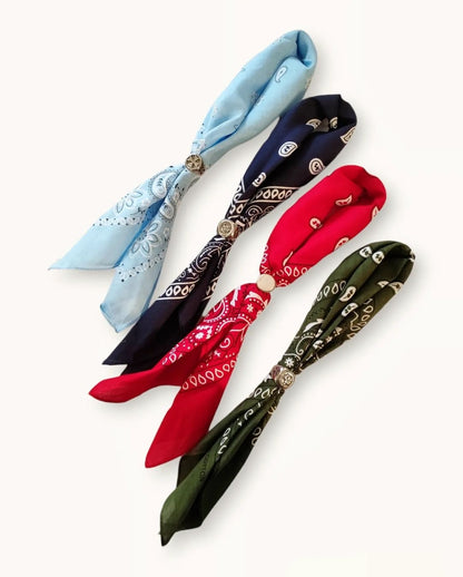 SODA - Boro scarf - Bandana scarf with bronze ring