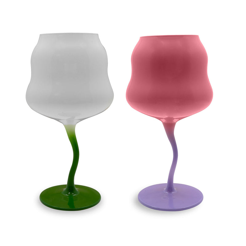 Set 2 pz. Calici da Cocktail in vetro Samarcanda WD Lifestyle - Bianco e Verde / Rosa e Viola