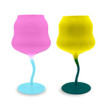 Set 2 pz. Calici da Cocktail in vetro Samarcanda WD Lifestyle - Giallo e Petrolio / Rosa e Azzurro