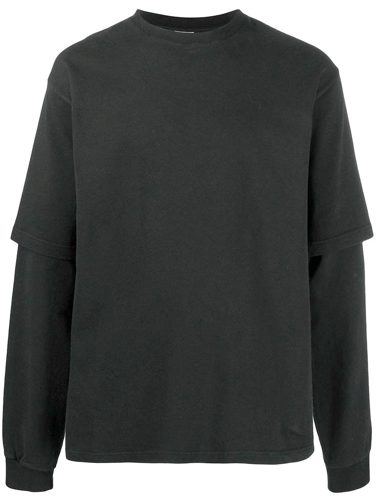 SODA - t-shirt cropped uomo doppia manica - manica lunga - nero