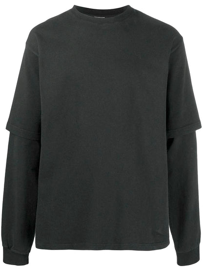 SODA - t-shirt cropped uomo doppia manica - manica lunga - nero