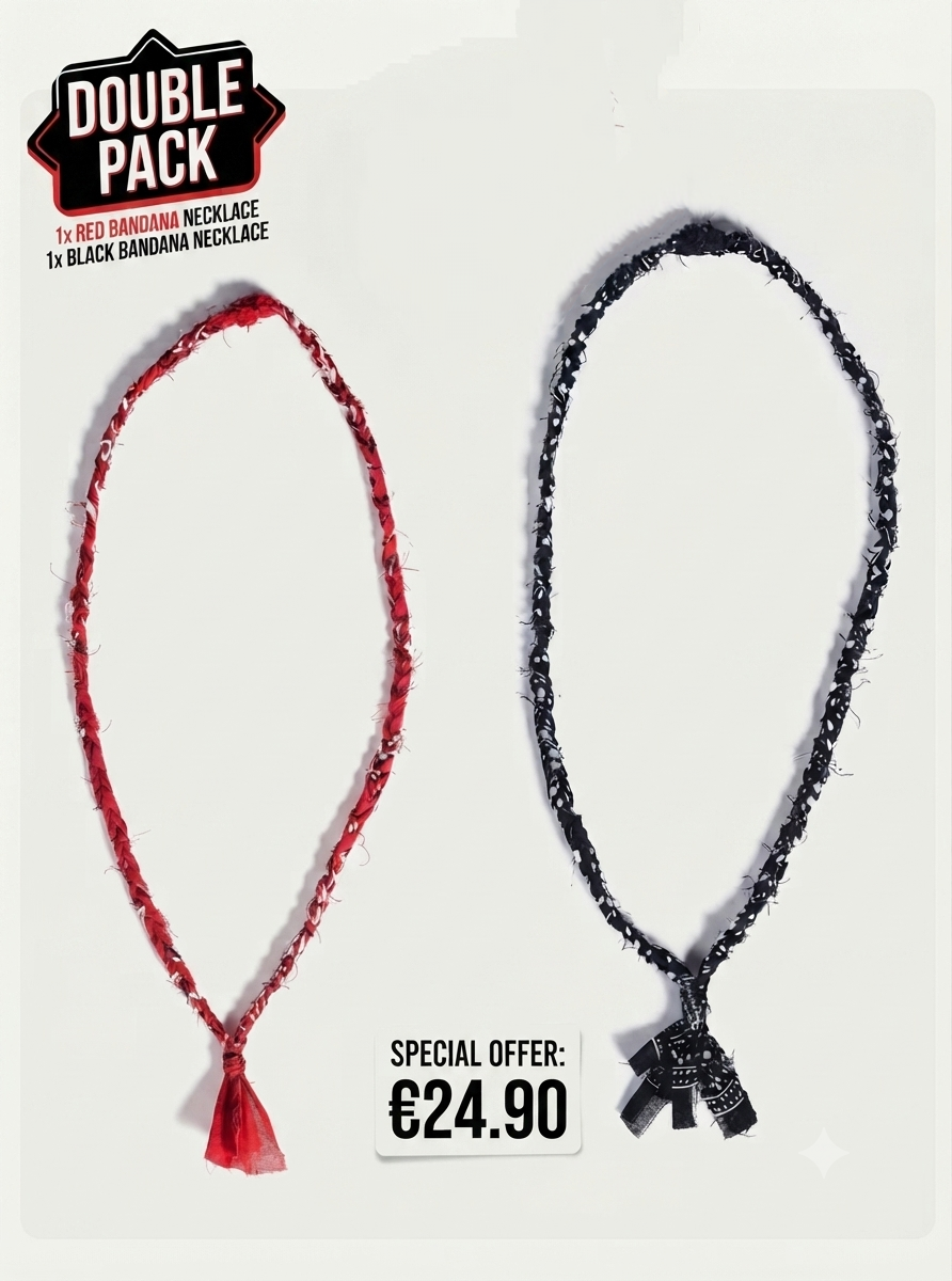 Soda - Collana Nazaré - Double pack Bandana intrecciata Rosso e Nero
