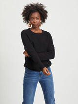 Vila - TEXTURE KNITTED PULLOVER BLACK